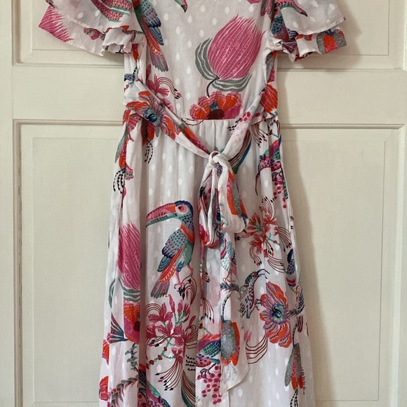 Banjanan Palak Dress Tropical Bird Print XS NEW Birdie Print White Dobby Revolve - Picture 10 of 14